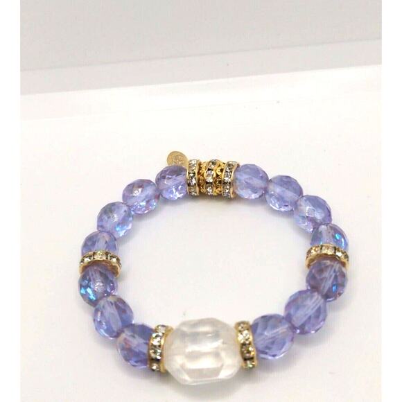 Kirks Folly Lilac Crystals With Clear Quartz & Rhinestones Bracelet~New - Picture 4 of 10